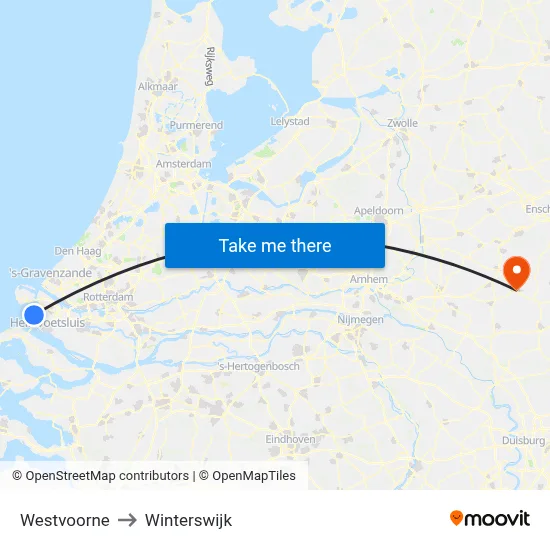 Westvoorne to Winterswijk map