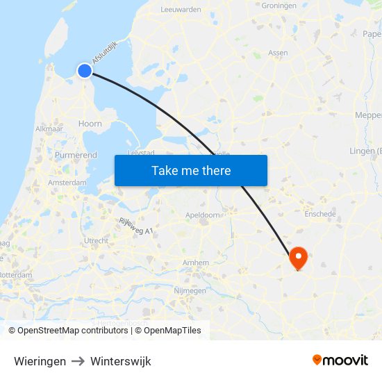 Wieringen to Winterswijk map