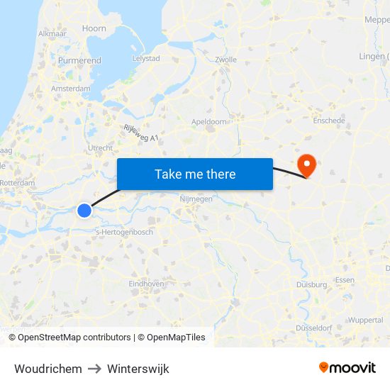 Woudrichem to Winterswijk map