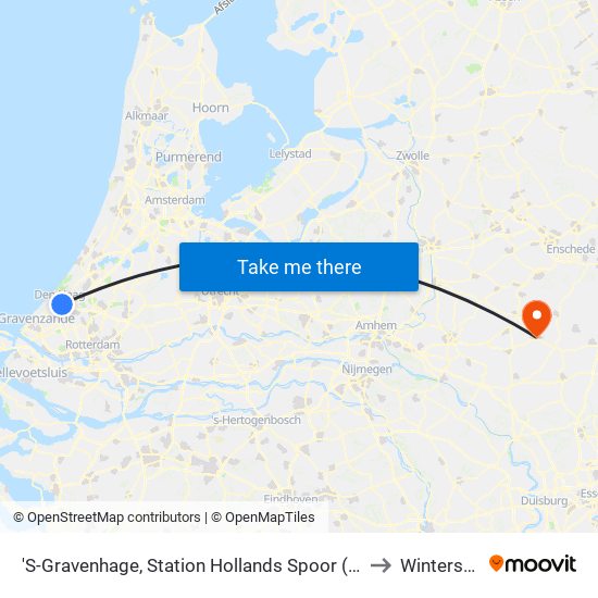 'S-Gravenhage, Station Hollands Spoor (Perron A) to Winterswijk map