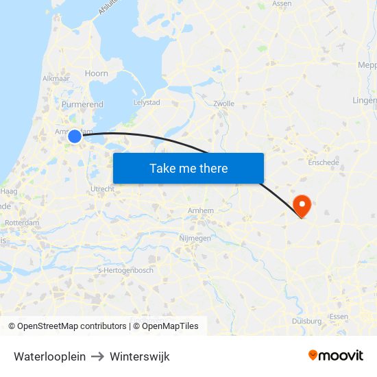 Waterlooplein to Winterswijk map