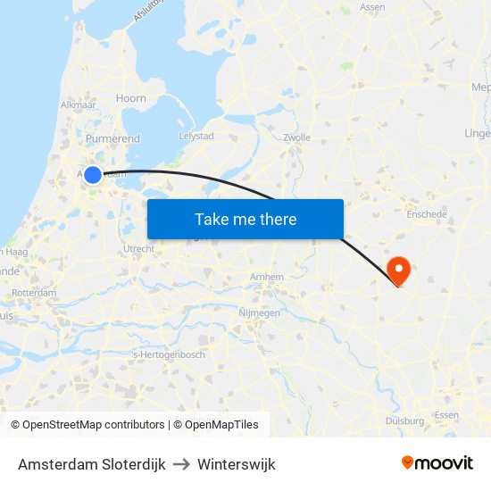 Amsterdam Sloterdijk to Winterswijk map