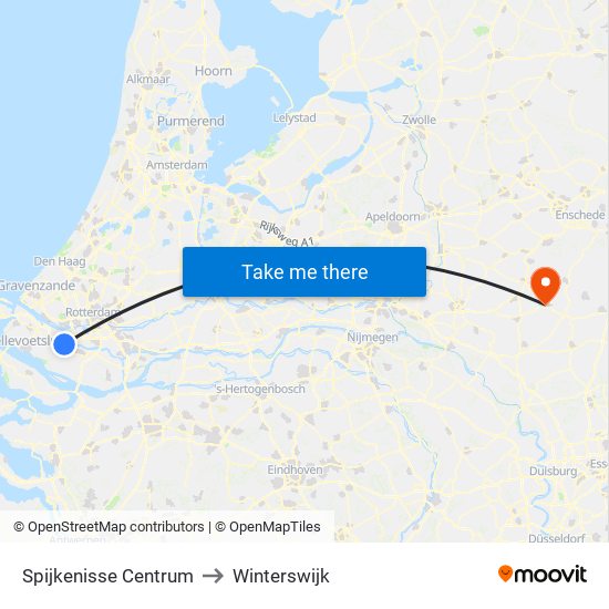 Spijkenisse Centrum to Winterswijk map