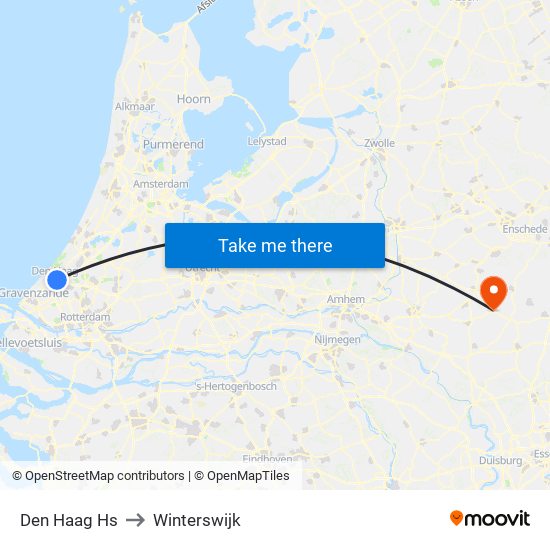 Den Haag Hs to Winterswijk map