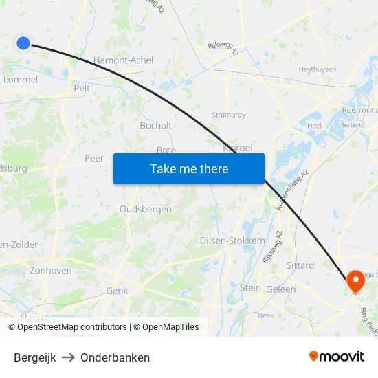 Bergeijk to Onderbanken map