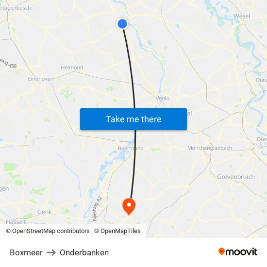 Boxmeer to Onderbanken map