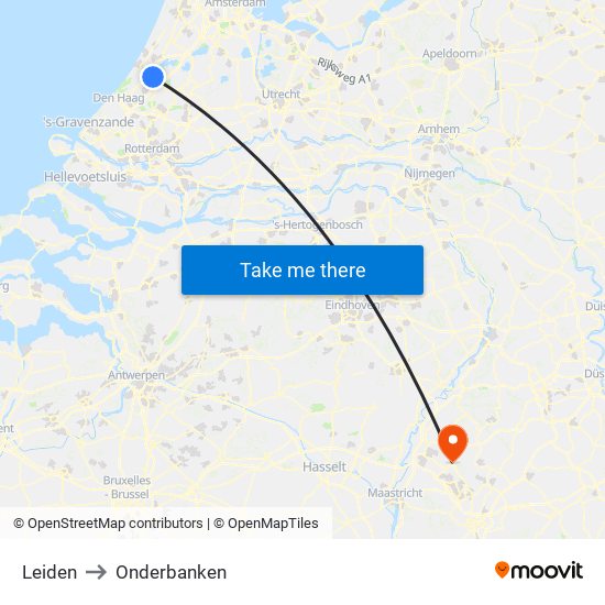 Leiden to Onderbanken map