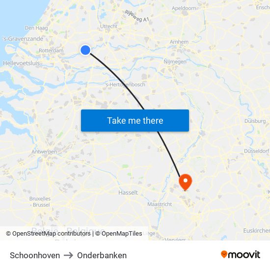 Schoonhoven to Onderbanken map