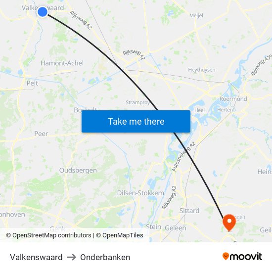 Valkenswaard to Onderbanken map