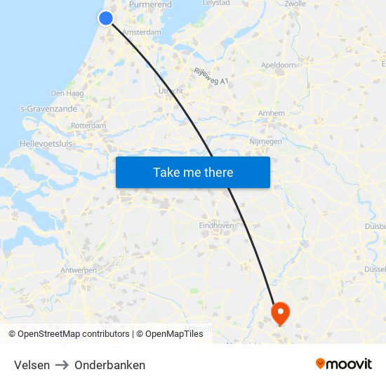 Velsen to Onderbanken map