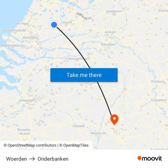 Woerden to Onderbanken map