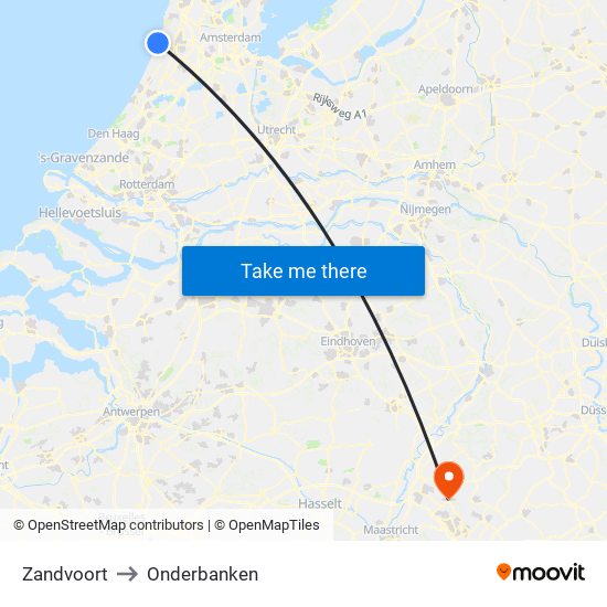 Zandvoort to Onderbanken map