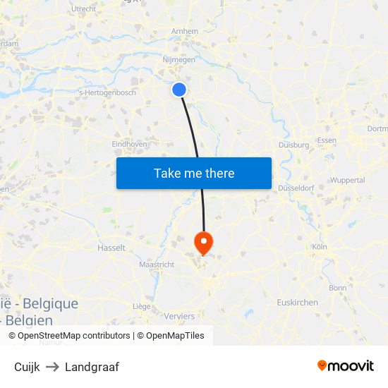 Cuijk to Landgraaf map