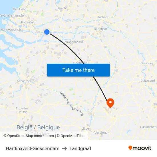 Hardinxveld-Giessendam to Landgraaf map