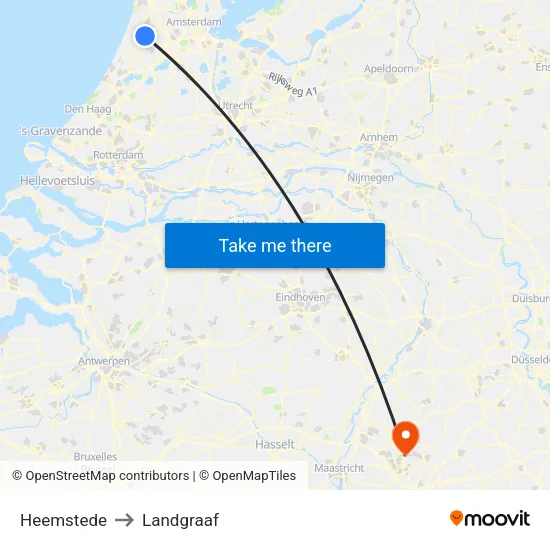 Heemstede to Landgraaf map
