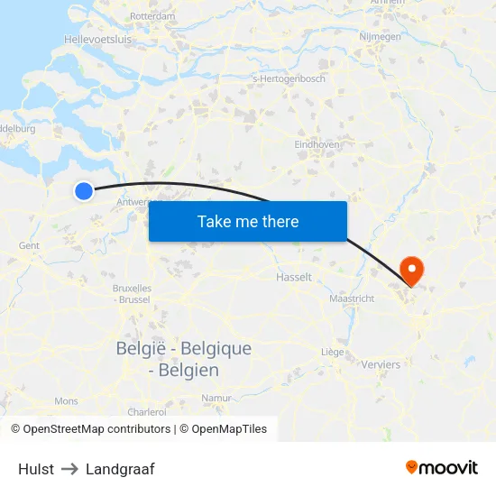 Hulst to Landgraaf map
