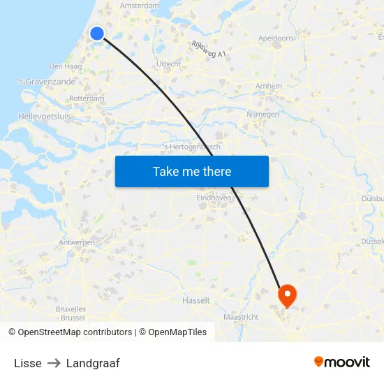Lisse to Landgraaf map