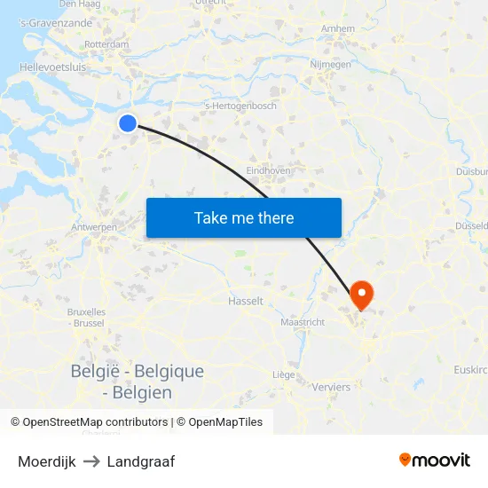 Moerdijk to Landgraaf map