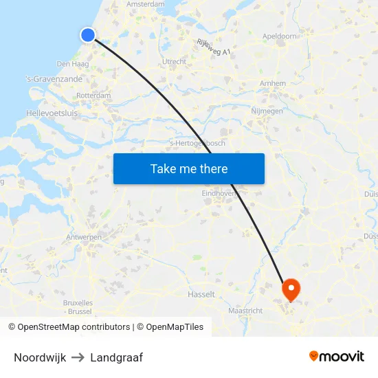 Noordwijk to Landgraaf map