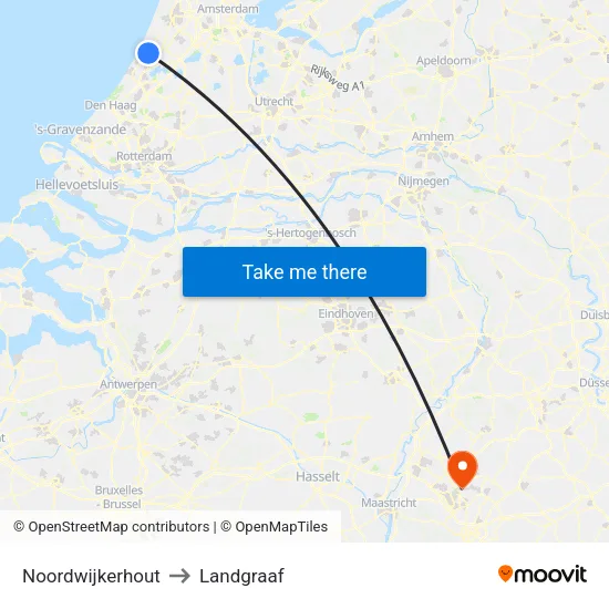 Noordwijkerhout to Landgraaf map