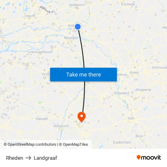 Rheden to Landgraaf map