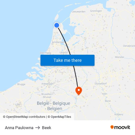 Anna Paulowna to Beek map