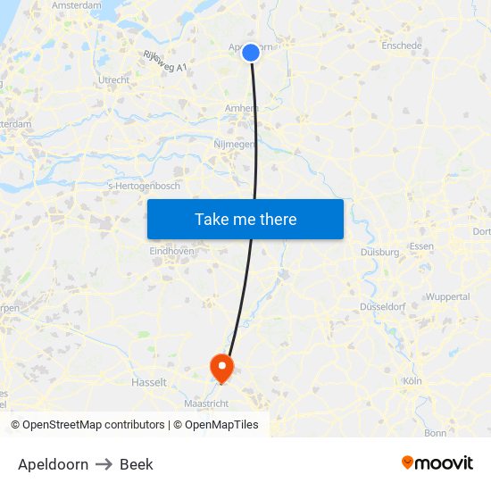 Apeldoorn to Beek map