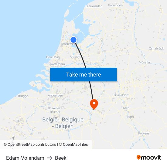 Edam-Volendam to Beek map