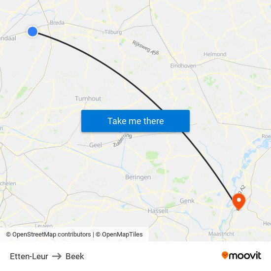 Etten-Leur to Beek map