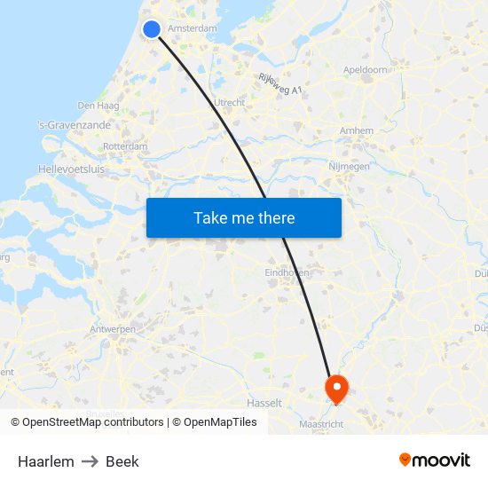 Haarlem to Beek map