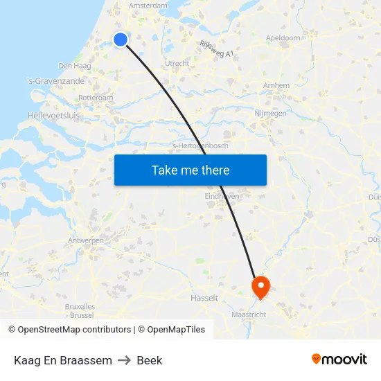 Kaag En Braassem to Beek map
