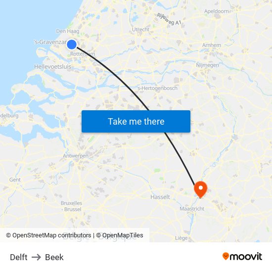 Delft to Beek map