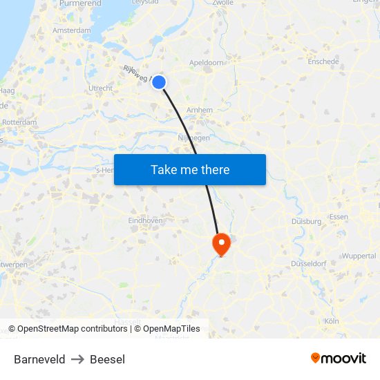 Barneveld to Beesel map