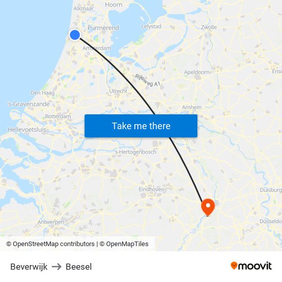 Beverwijk to Beesel map