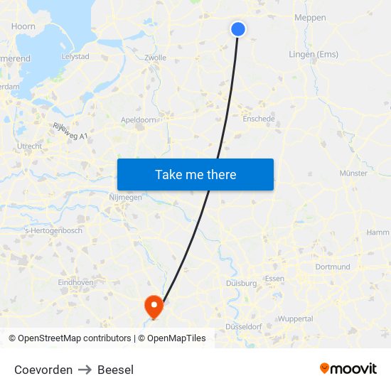 Coevorden to Beesel map