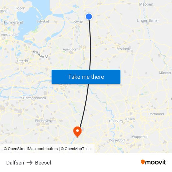 Dalfsen to Beesel map