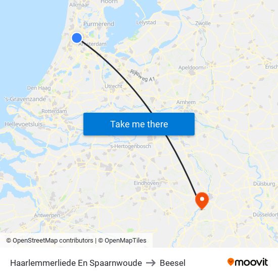 Haarlemmerliede En Spaarnwoude to Beesel map