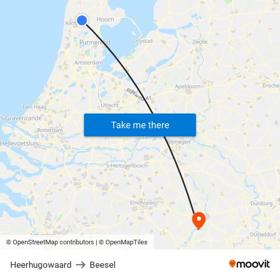 Heerhugowaard to Beesel map