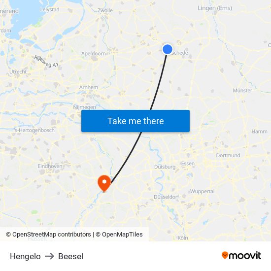Hengelo to Beesel map