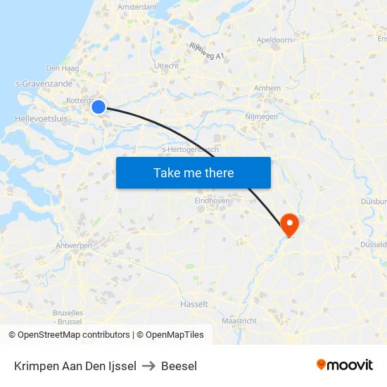 Krimpen Aan Den Ijssel to Beesel map