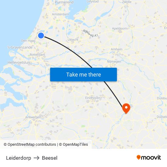 Leiderdorp to Beesel map