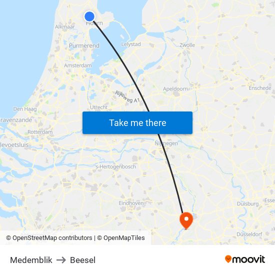 Medemblik to Beesel map