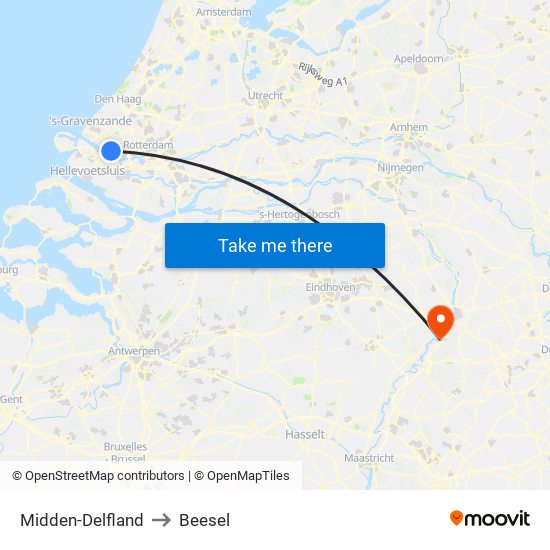 Midden-Delfland to Beesel map