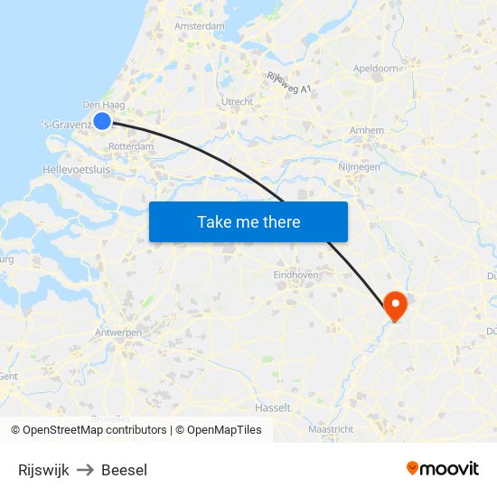 Rijswijk to Beesel map