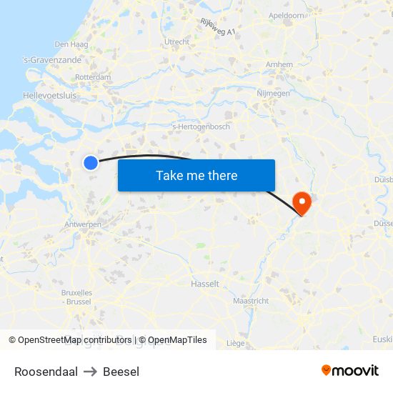 Roosendaal to Beesel map