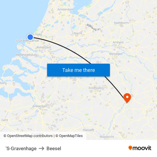 'S-Gravenhage to Beesel map