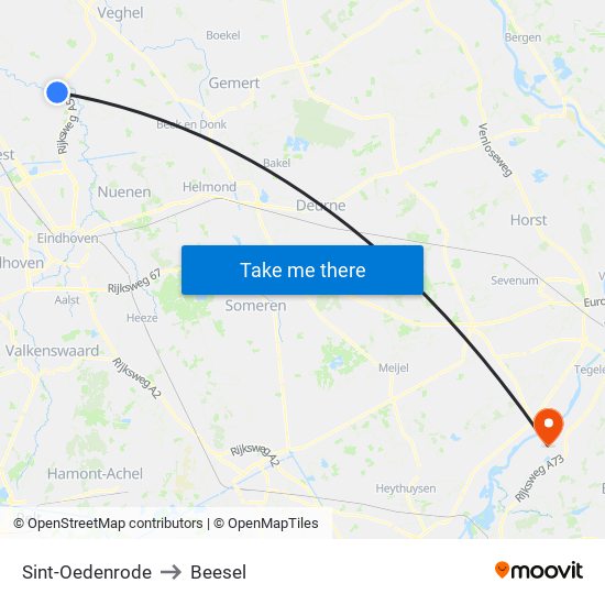 Sint-Oedenrode to Beesel map