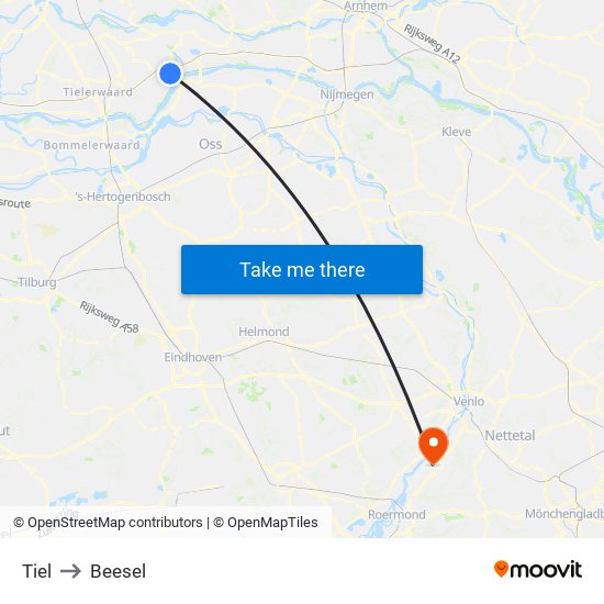 Tiel to Beesel map