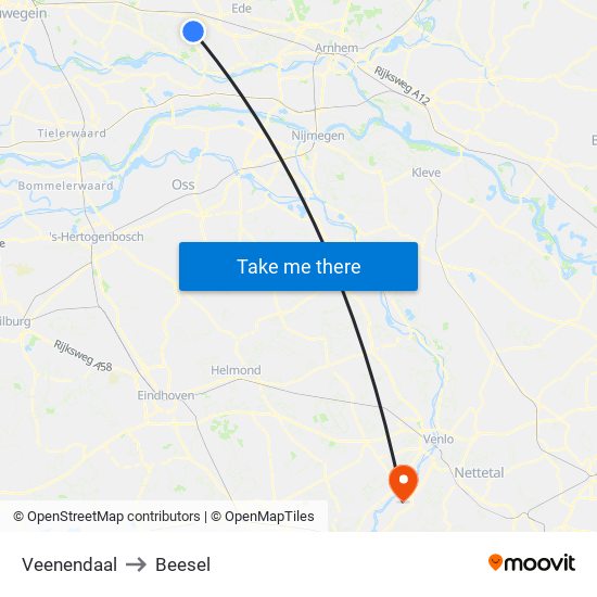 Veenendaal to Beesel map