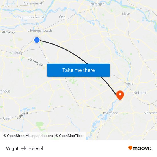 Vught to Beesel map